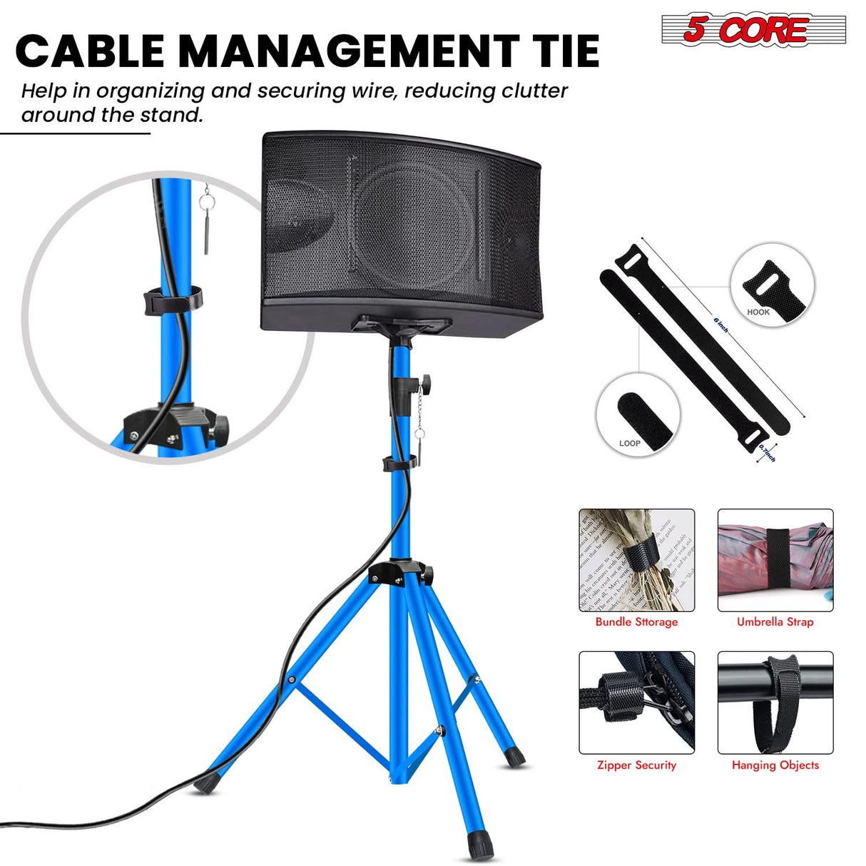 5 Core Speaker Stand 2Pc Adjustable 31 to 36" PA DJ Tripod Stands Heavy Duty w 35mm Pole 132Lb w Bag