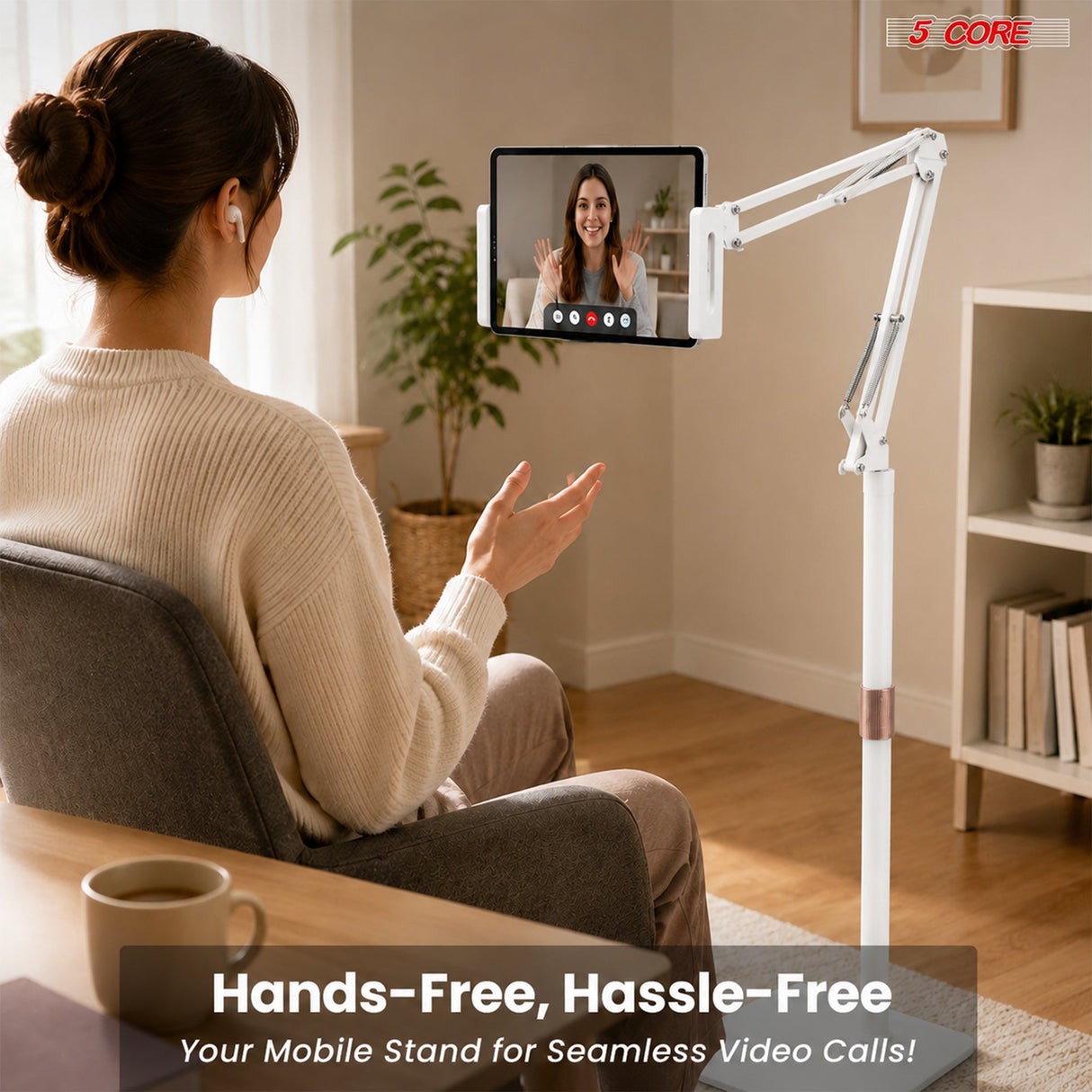 5 Core Tablet Floor Stand 360° Rotatable Adjustable Overhead Universal Bed Phone iPad Stand