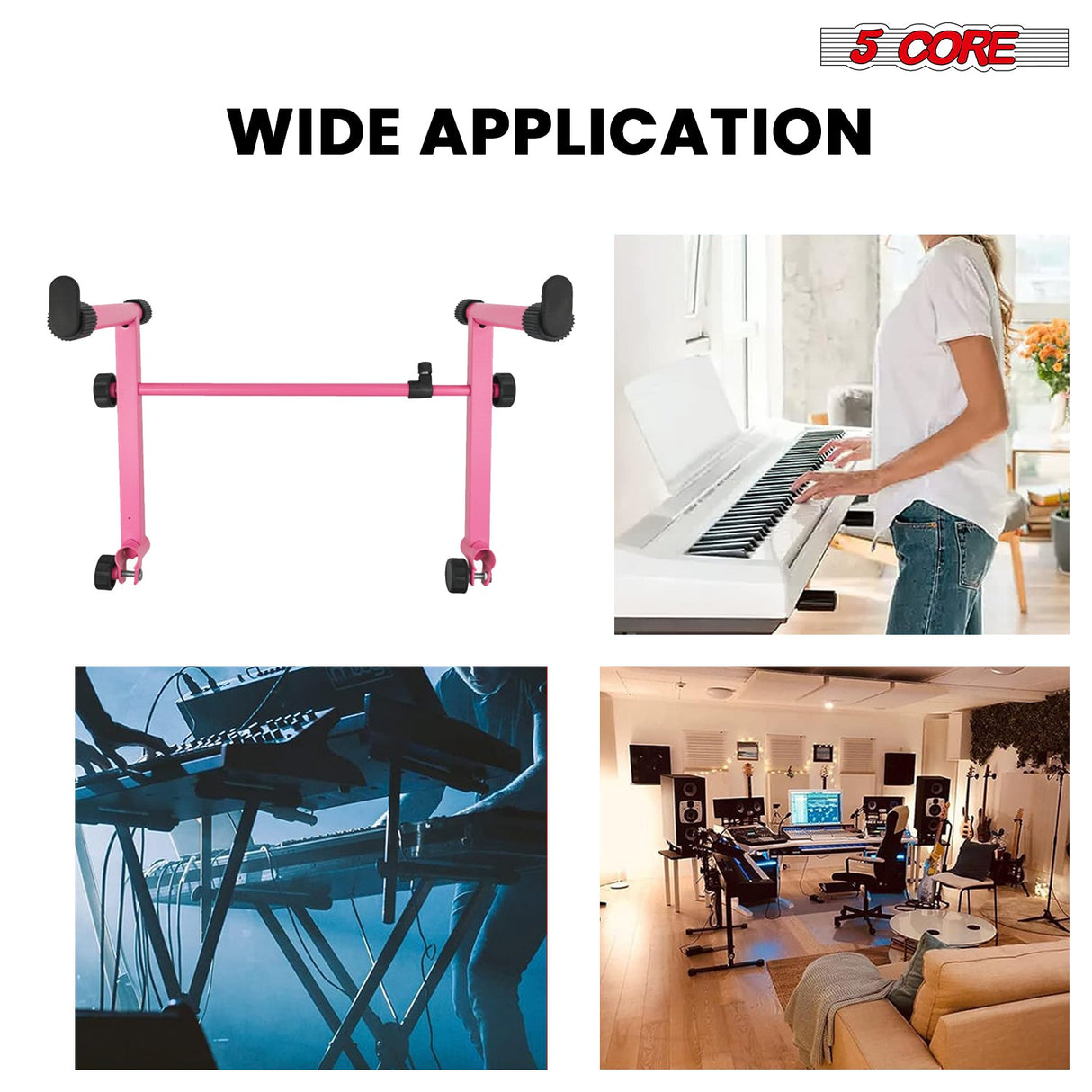 5 Core Keyboard Stand Adapter 2 Tier Adjustable Second Extension Add On for Digital Piano Stands