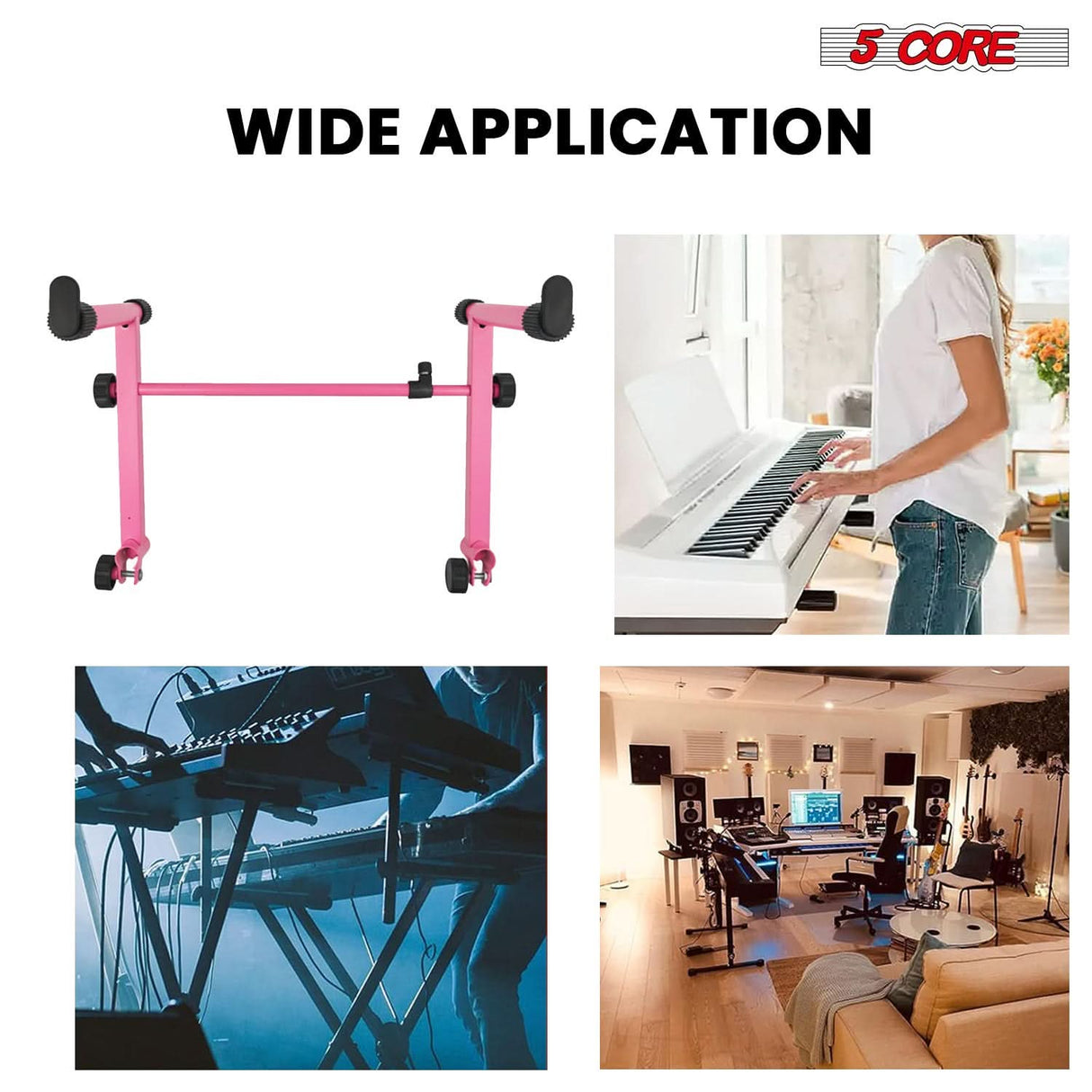 5 Core Keyboard Stand Adapter 2 Tier Adjustable Second Extension Add On for Digital Piano Stands