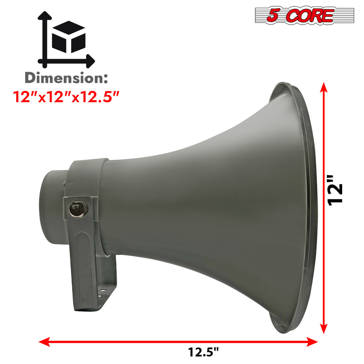 5 Core PA Horn 350W Loud Speaker 12 Inch Bull Horn Loud Audio 8Ohm All Weather Indoor Outdoor Use