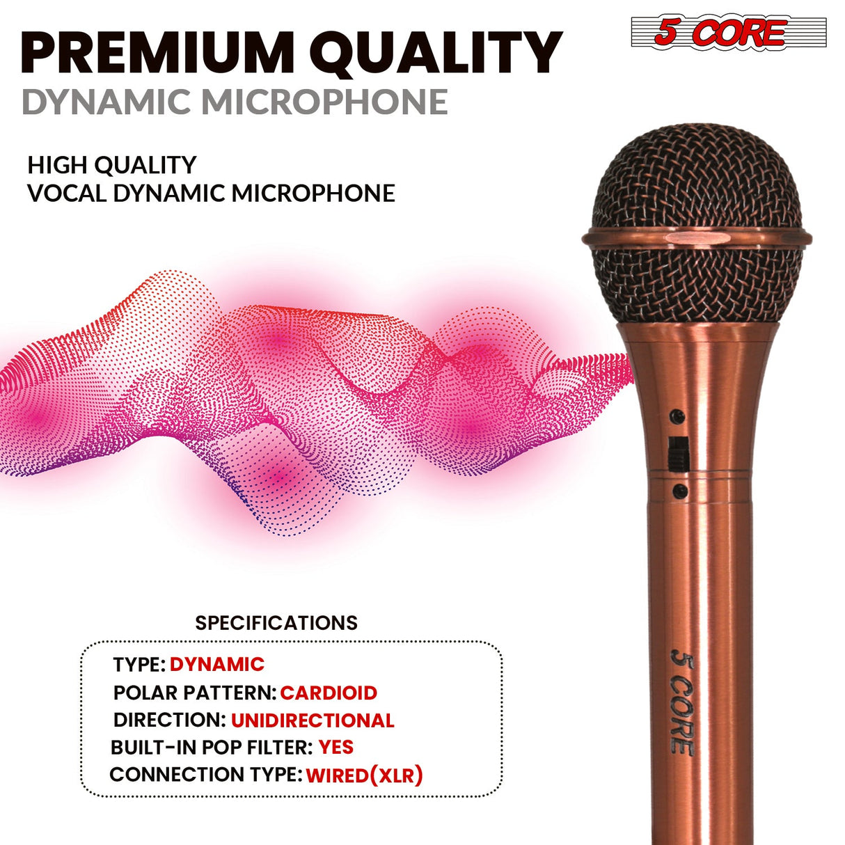 5Core XLR Microphone Dynamic Mic Karaoke Singing Studio Microfono Handheld Mics