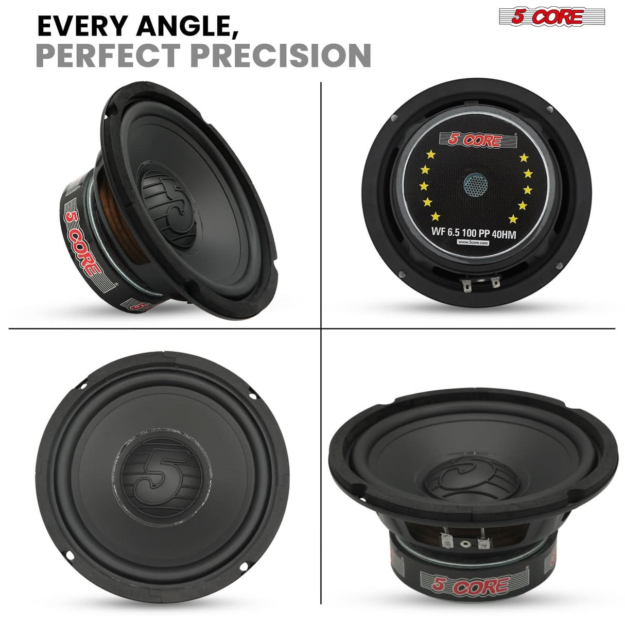 5 Core 6.5 Inch Woofer 100W Car Subwoofer 4Ohm Replacement Deep Sub w Poly Cone