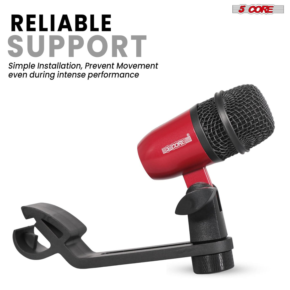 5 Core Drum Microphone Kit 7 Piece All Metal Drummer Instrument Mics Tom/Snare & Cymbals Set
