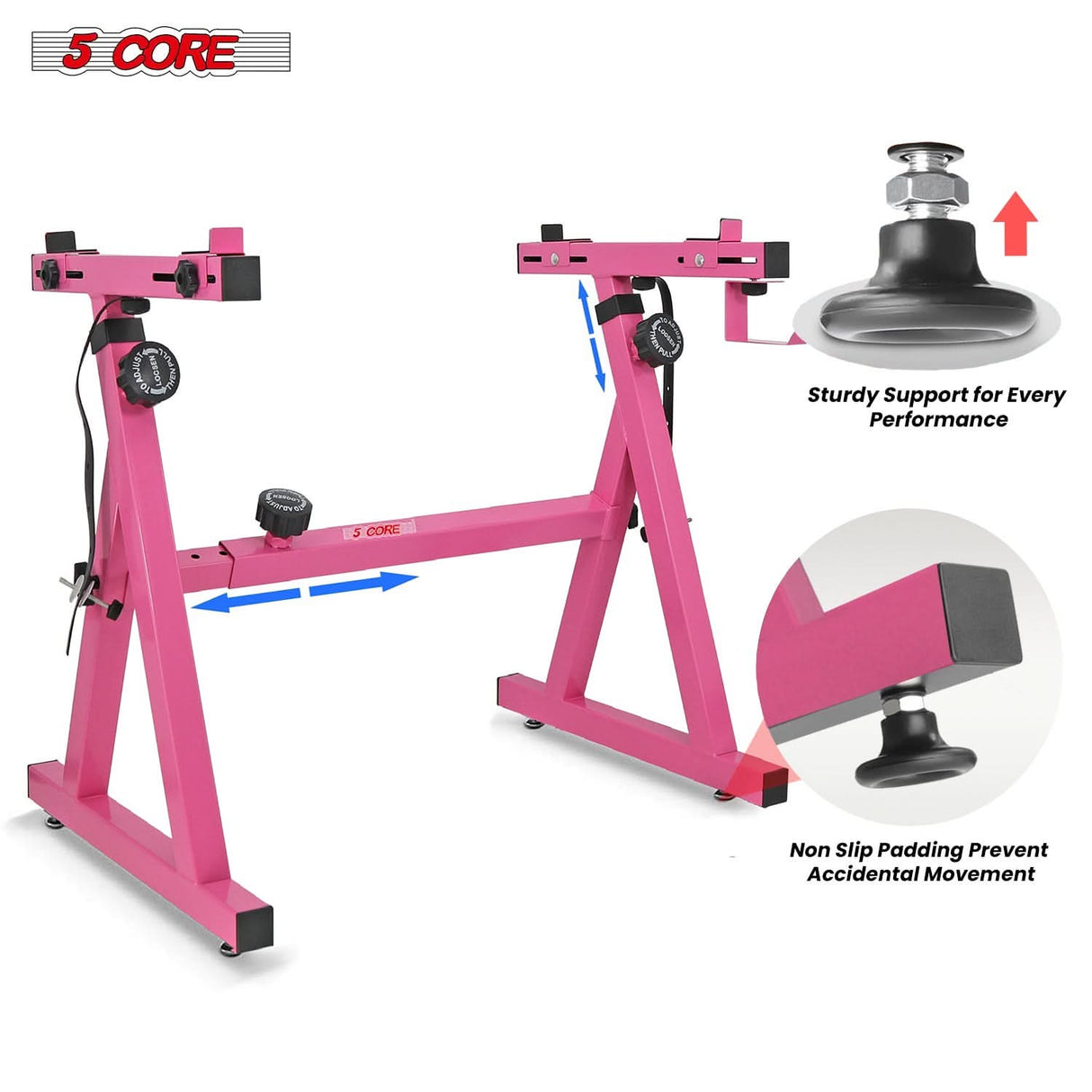 Pink sturdy Z frame piano stand with height adjustment by 5Core