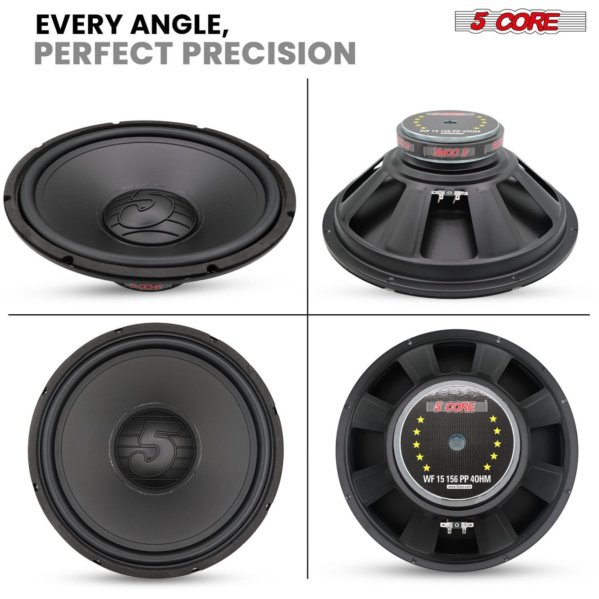 5 Core 15 Inch Woofer 500W Car Subwoofer 4Ohm Replacement Deep Sub w Poly Cone