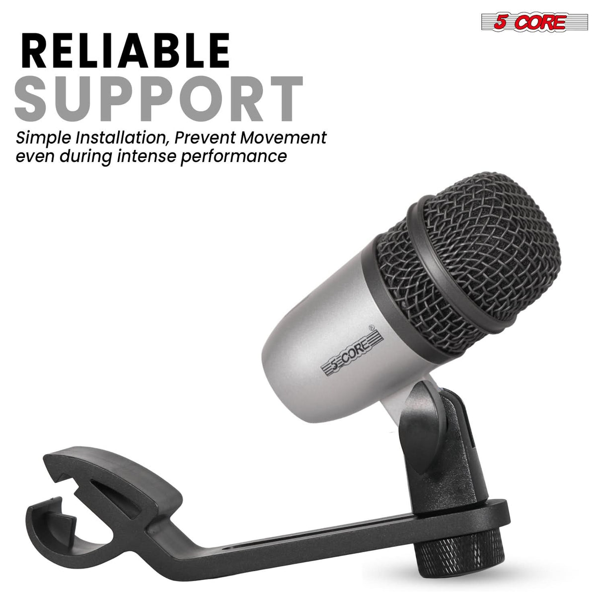 5 Core Drum Microphone Kit 7Pc All Metal Drummer Mics Tom/Snare & Cymbals Wired Instrument Drums Set