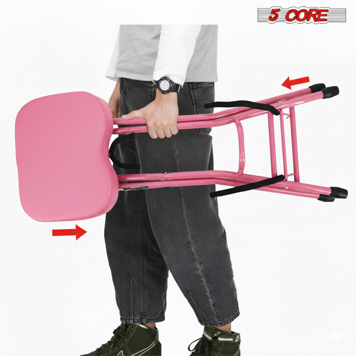 5 Core Guitar Stool 3.15" Padded Chair Foldable Music Seat w Built in Foot Rest Guitar Stand