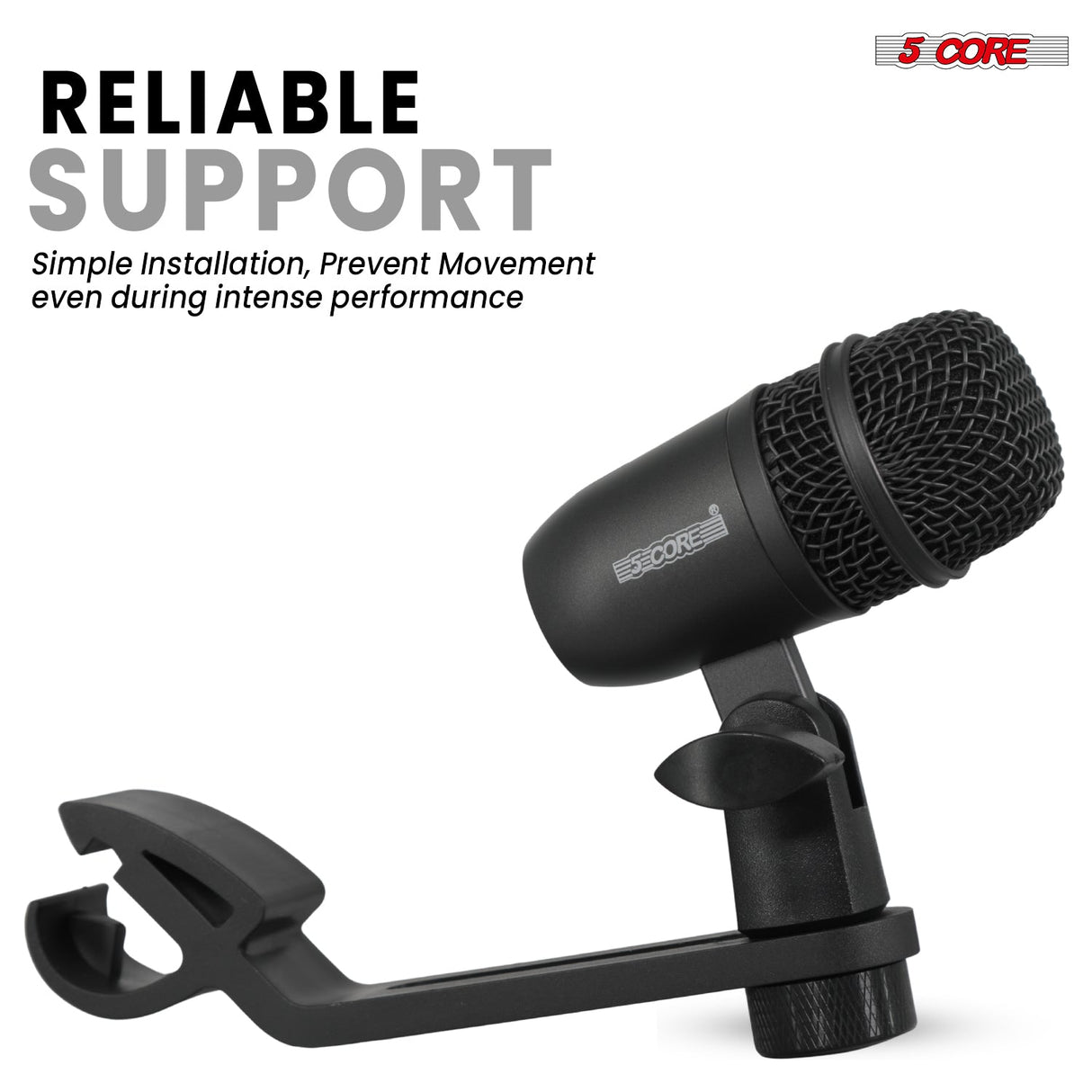 5 Core Drum Microphone Kit 7Pc All Metal Drummer Mics Tom/Snare & Cymbals Wired Instrument Drums Set