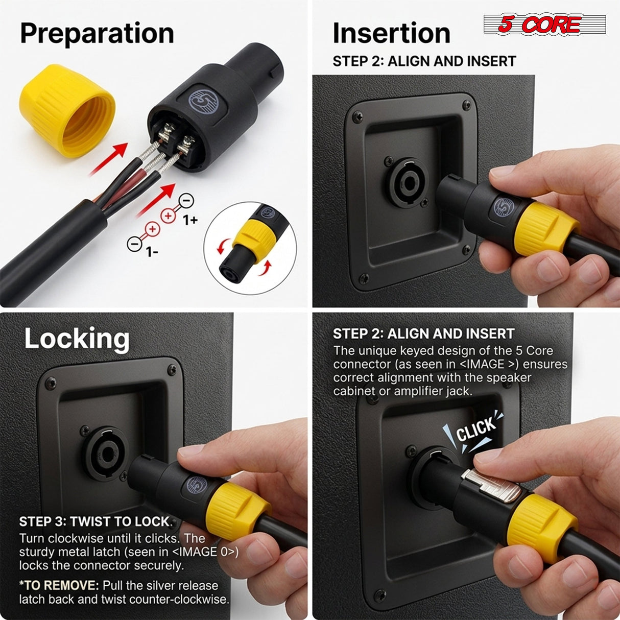 5Core Speakon Adapter High Quality Audio Jack Male Audio Pin Speaker Adapter Connector