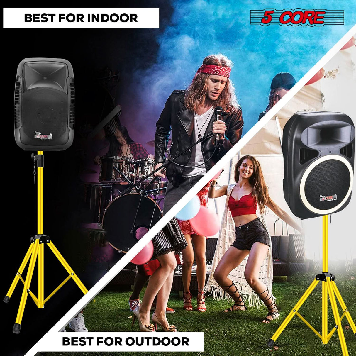 5 Core Speaker Stand Pair Adjustable Heavy Duty PA DJ Tripod Studio Monitor Stands w 35mm Insert