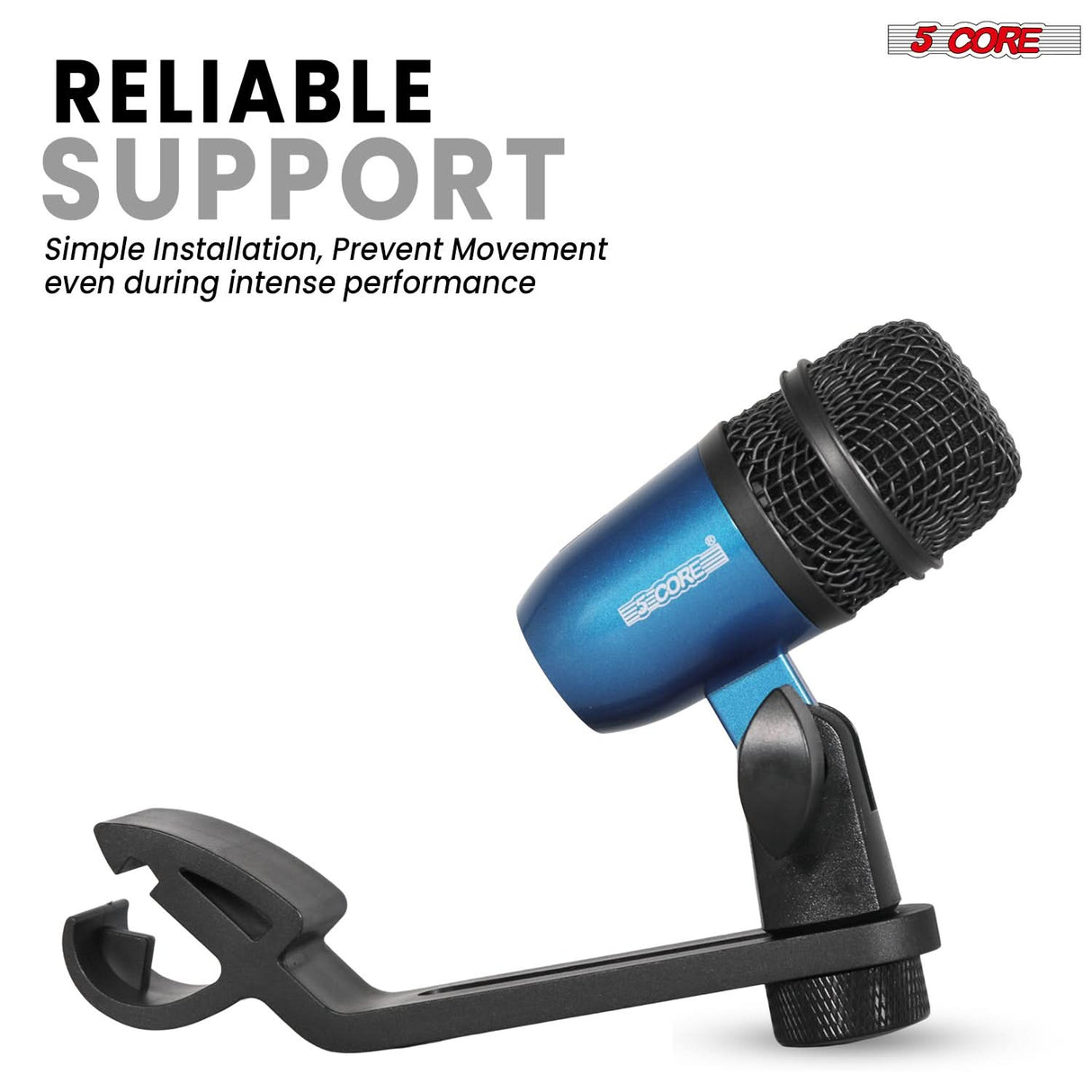 5 Core Drum Microphone Kit 7Pc All Metal Drummer Mics Tom/Snare & Cymbals Wired Instrument Drums Set