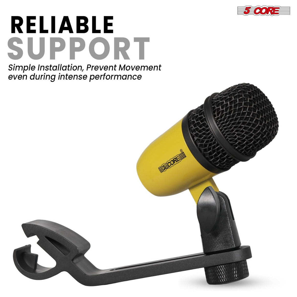 5 Core Drum Microphone Kit 9Pc All Metal Drummer Mics Tom/Snare & Cymbals Wired Instrument Drums Set