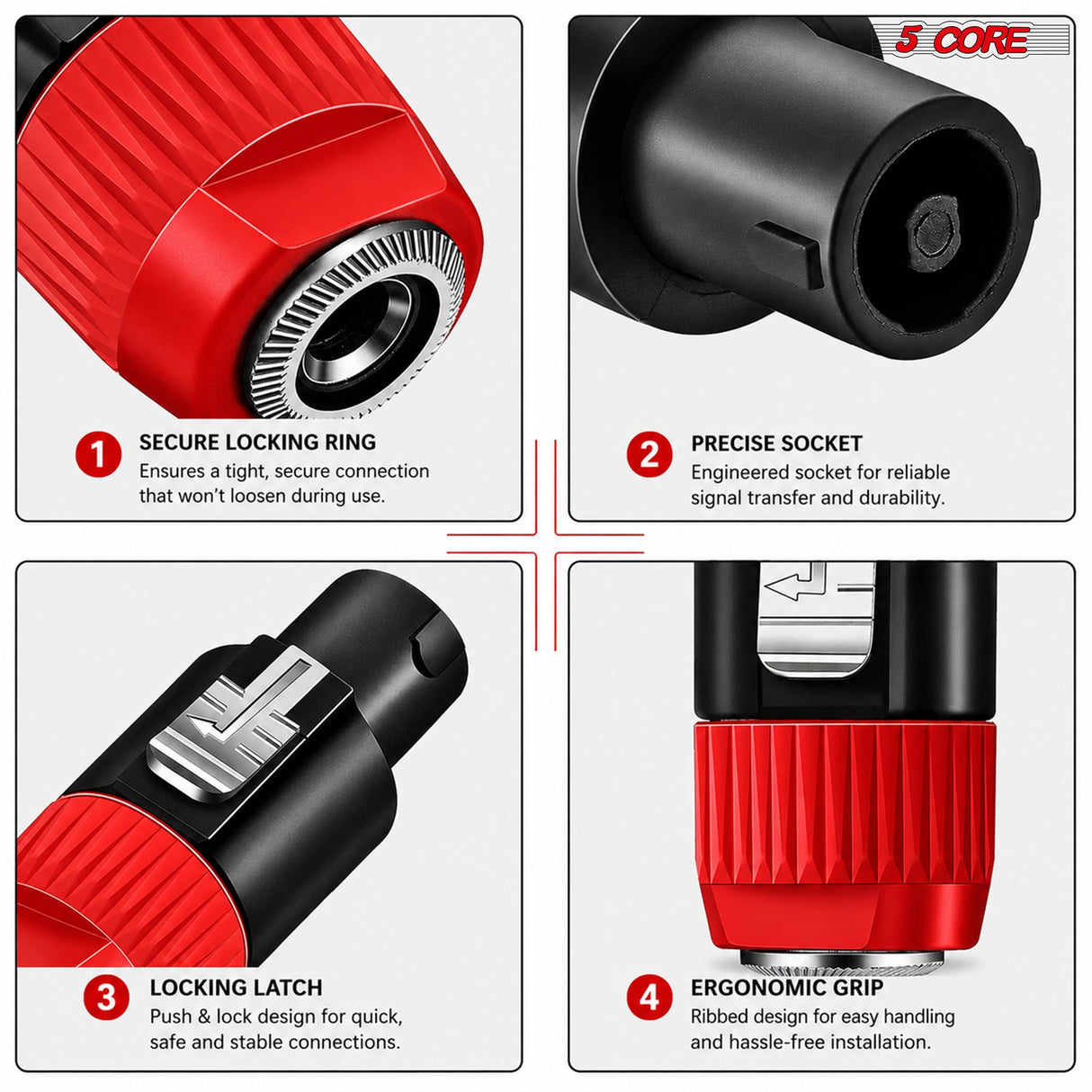 5 Core Speakon Adapter High Quality Audio Jack Male Audio Pin Speaker Adapter Connector