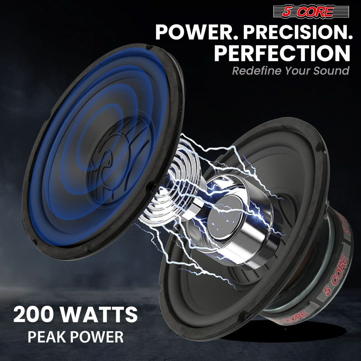 5 Core 8 Inch Subwoofer 200W Car Audio Woofer 4 Ohm Replacement Deep Bass Component Loud Speaker