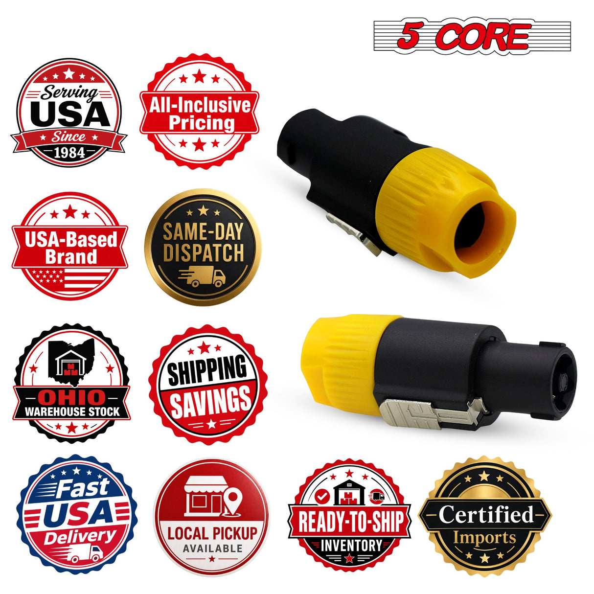 5Core Speakon Adapter High Quality Audio Jack Male Audio Pin Speaker Adapter Connector