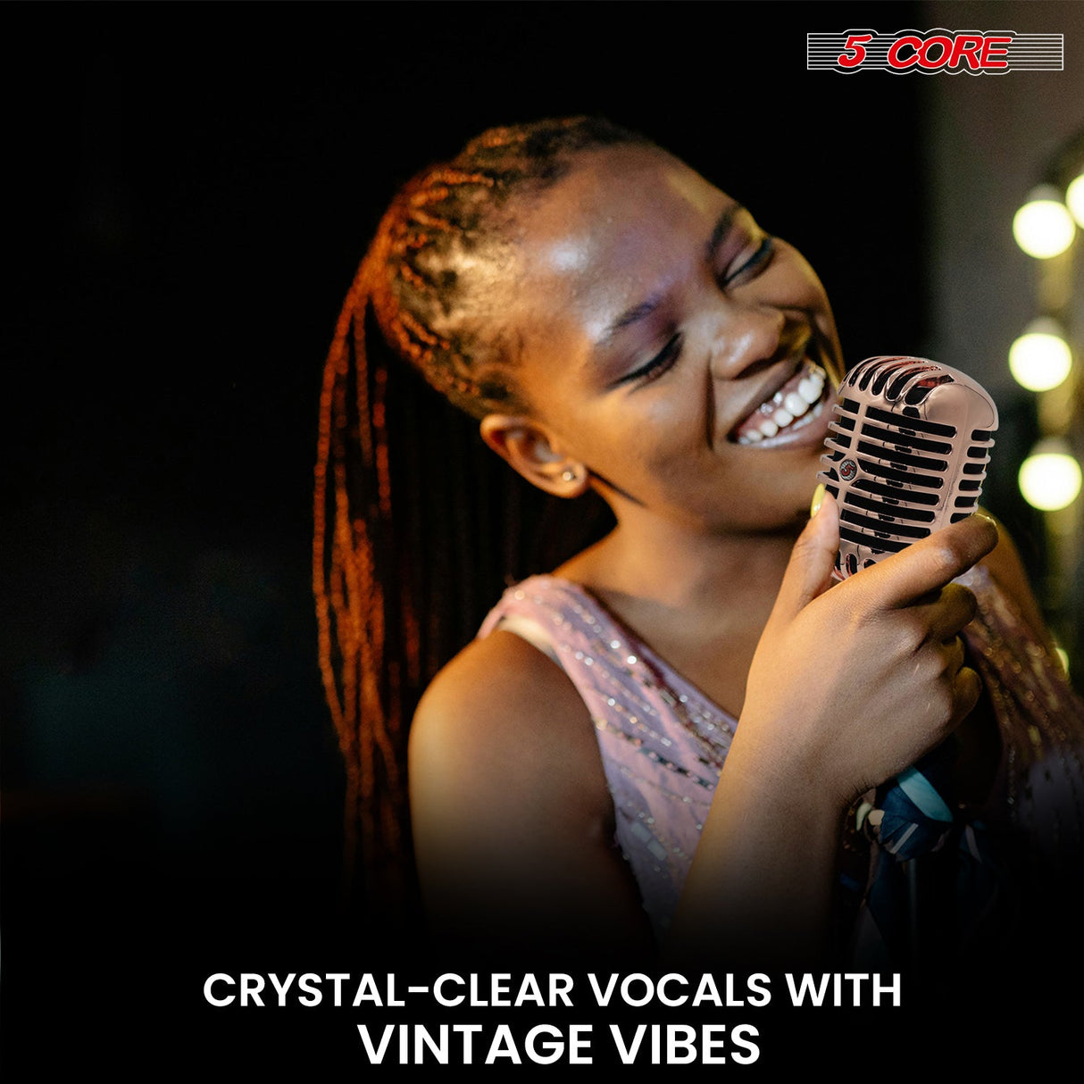 5 Core Retro Dynamic Vocal Iconic Microphone Vintage Style Classic Cardioid Unidirectional Mic