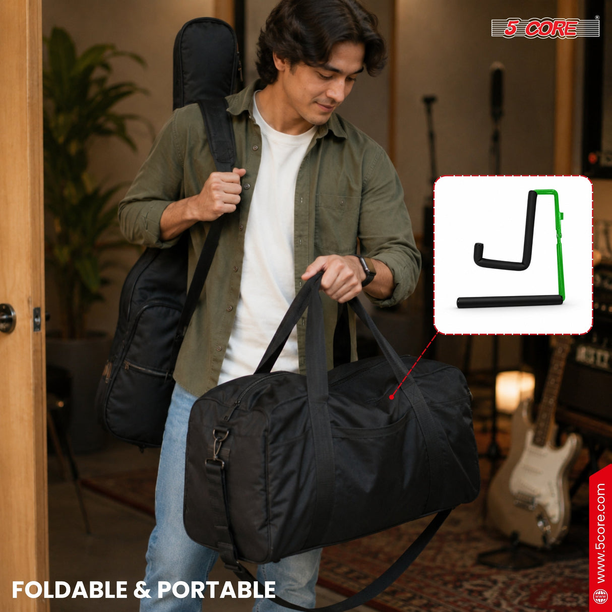 5 Core Ukulele Stand A Frame Metal Body w Soft Padded Arms Support Banjo Ukuleles Mini Guitar Violin Green