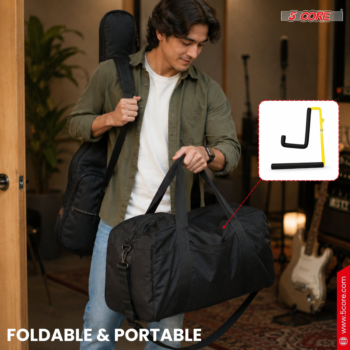 5 Core Ukulele Stand A Frame Metal Body w Soft Padded Arms Support Banjo Ukuleles Mini Guitar Violin Yellow