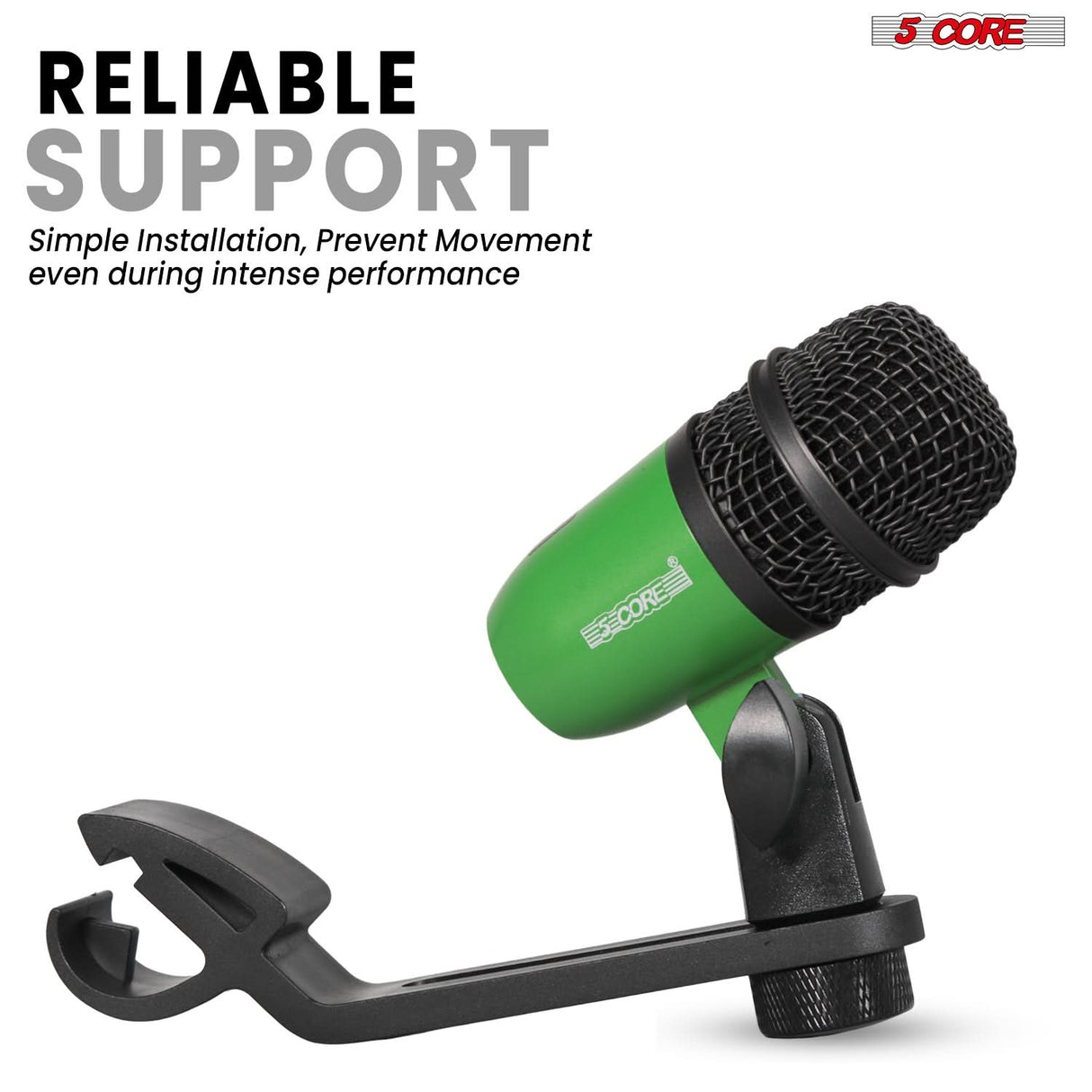 5 Core Drum Microphone Kit 9Pc All Metal Drummer Mics Tom/Snare & Cymbals Wired Instrument Drums Set