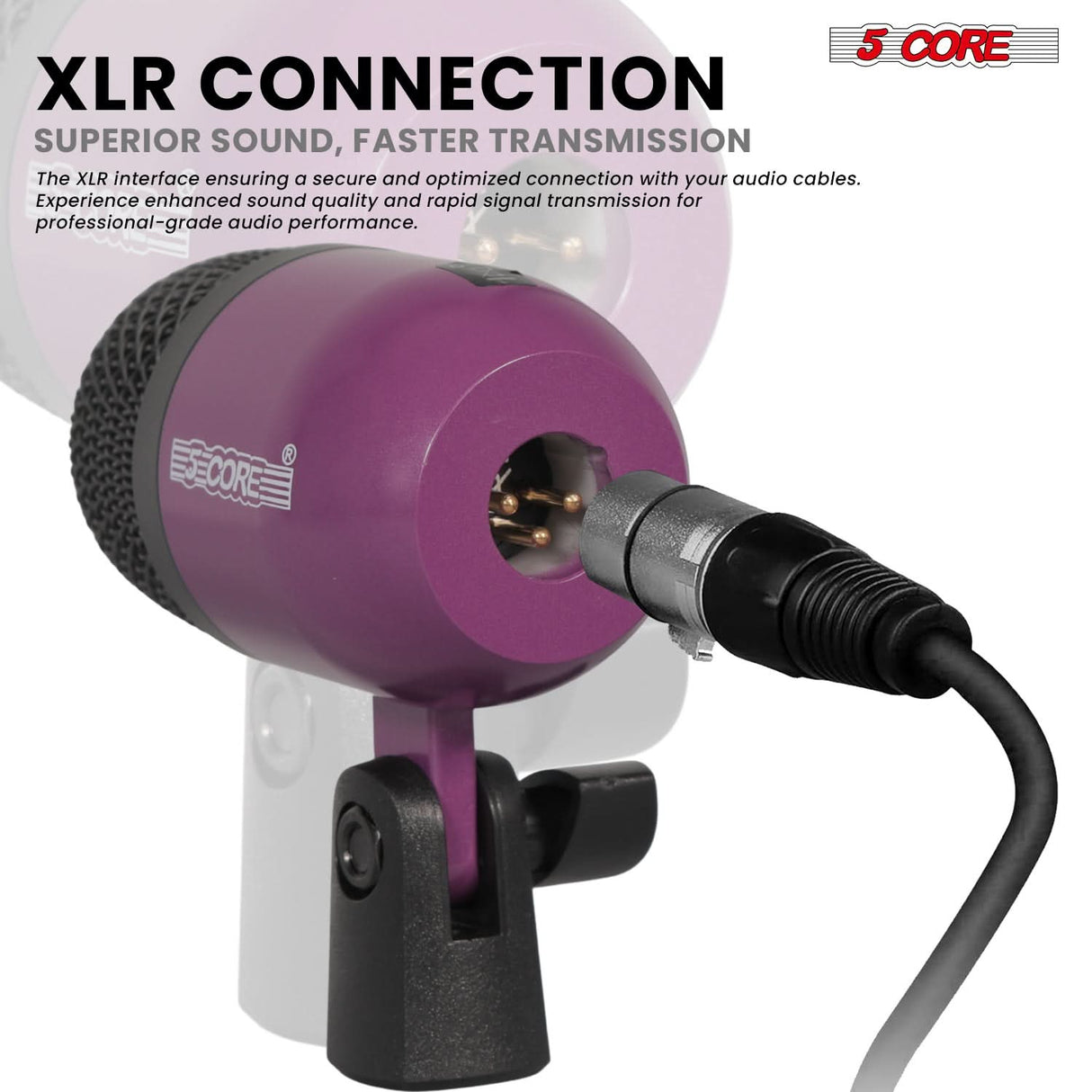 5 Core Drum Microphone Kit 9Pc All Metal Drummer Mics Tom/Snare & Cymbals Wired Instrument Drums Set