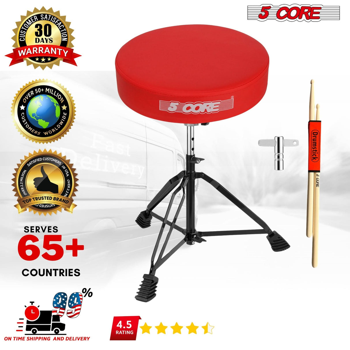 5Core padded red drum throne for kids and adults musicians