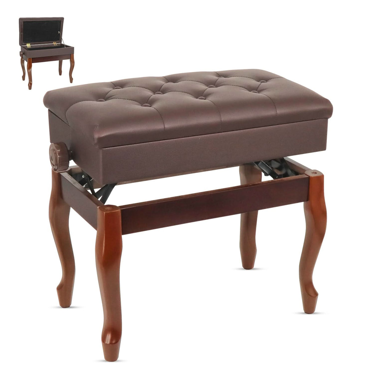 5 Core Piano Bench 3" Padded Cushioned Stool Wooden Heavy Duty Adjustable Musician Chair w Storage