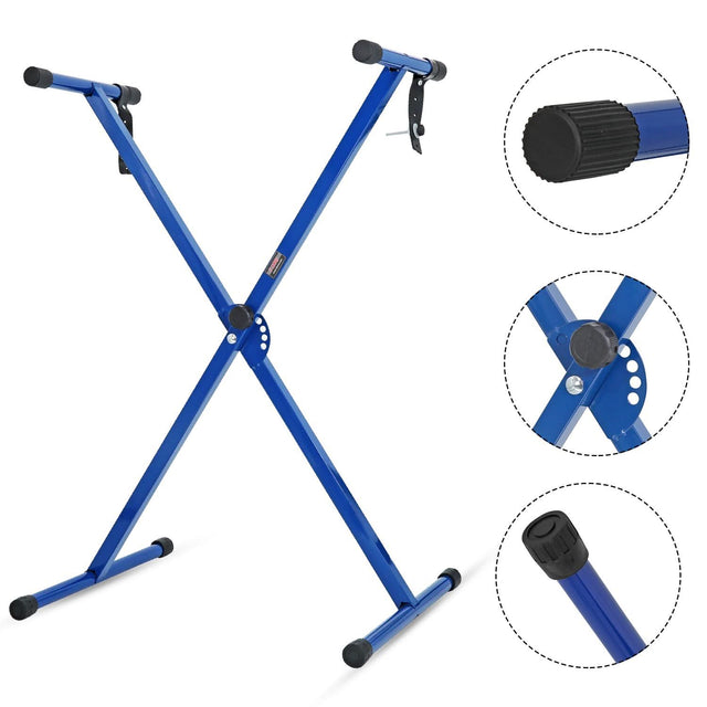 5Core single X style blue keyboard stand for 49 to 88 key pianos