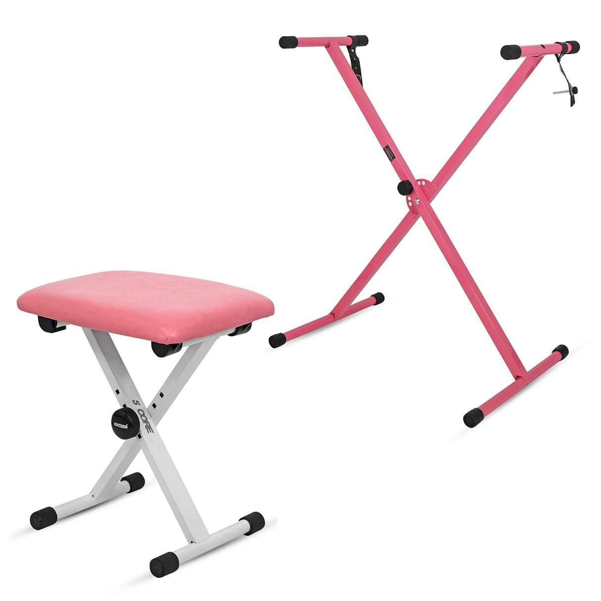 5 Core Keyboard Stand Piano Bench Combo Adjustable Key Board Stands 2" Padded Musician Chair Set