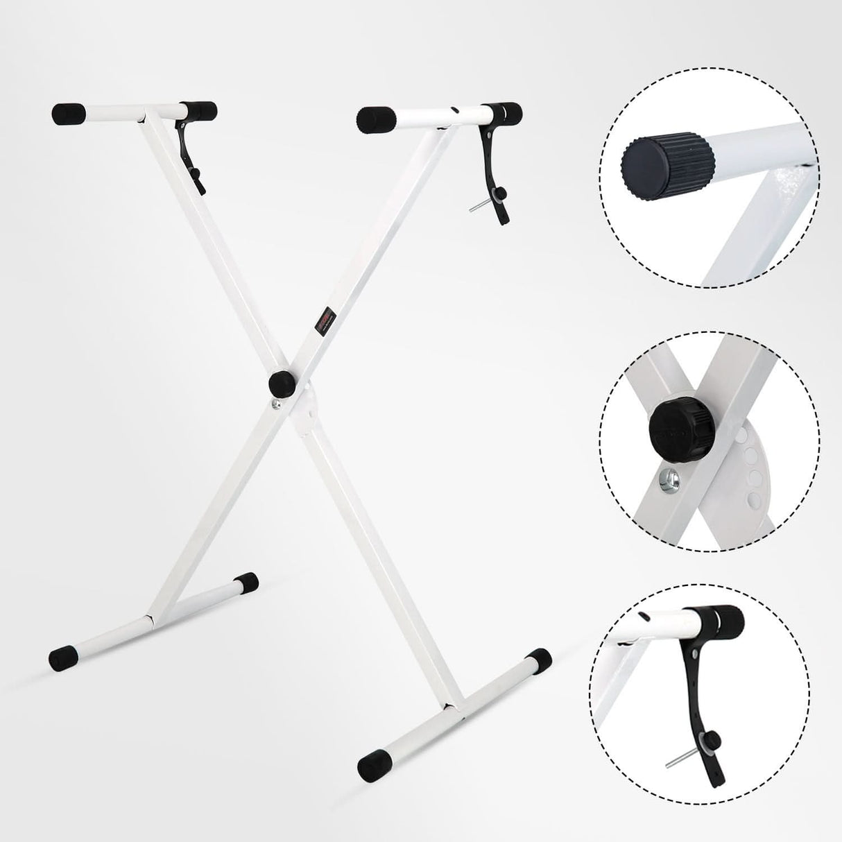 5Core single X style white keyboard stand for 49 to 88 key pianos