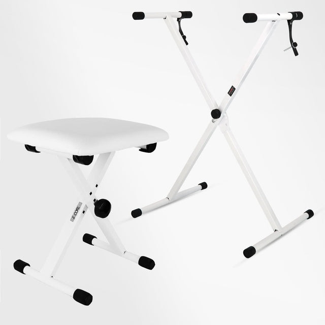 5Core keyboard stand single X style with adjustable piano riser and bench combo