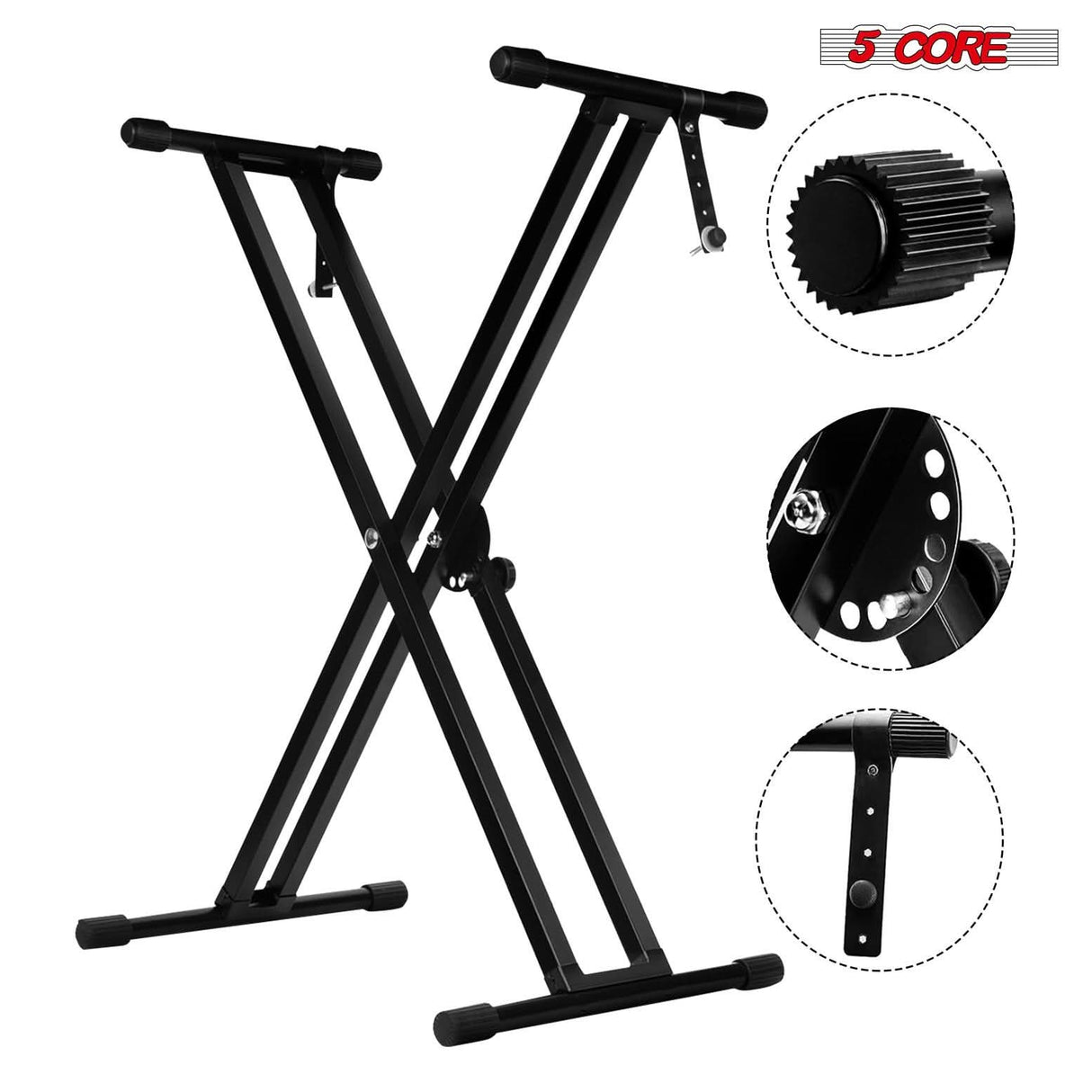 5Core double X-style keyboard stand for 49 to 88 key digital pianos