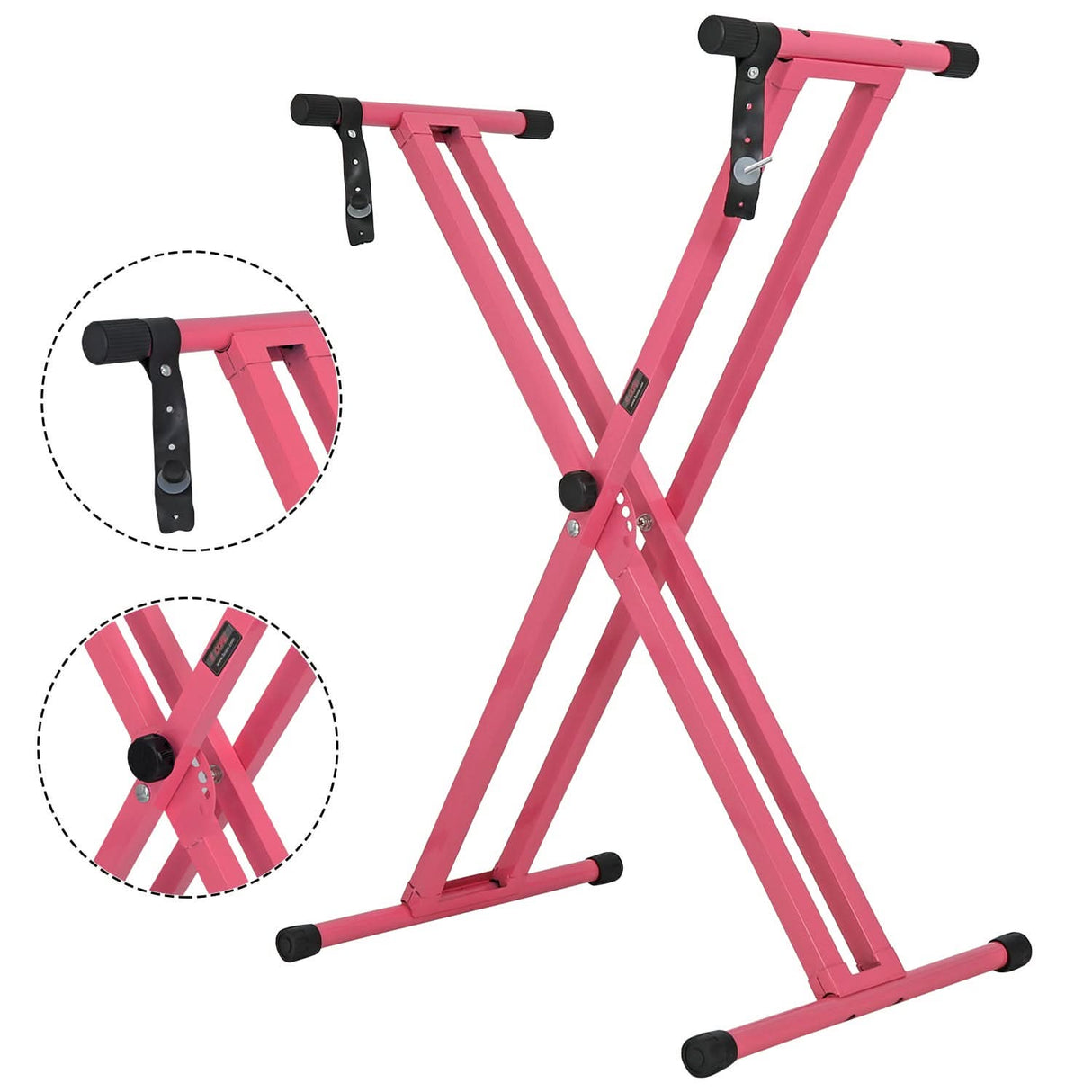 5Core baby pink double X style keyboard stand for 49 to 88 keys
