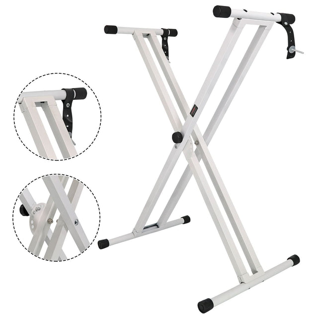 5Core double X style white keyboard stand for 49 to 88 key pianos
