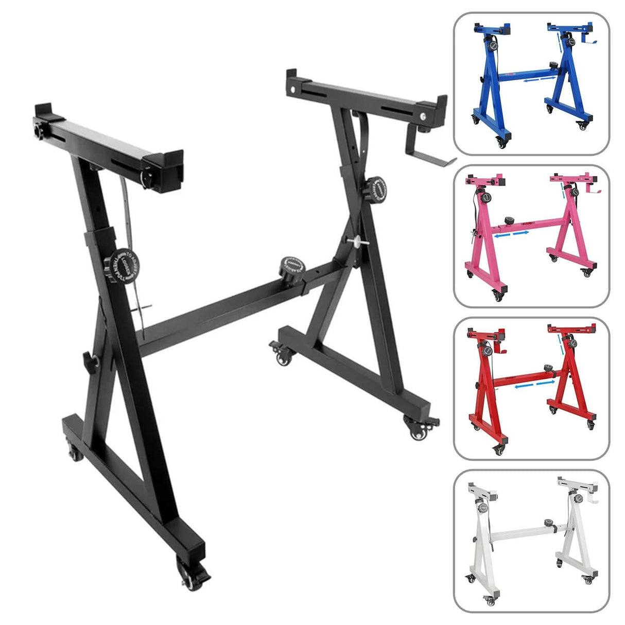 5Core Z style keyboard stand, sturdy adjustable electric piano riser holder with wheels in black