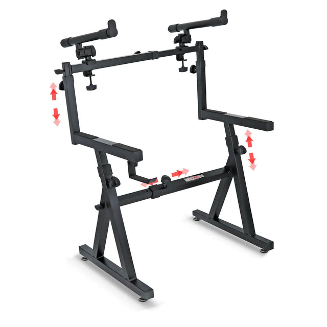 5Core 2-tier keyboard stand, Z style, adjustable heavy-duty electric piano riser holder
