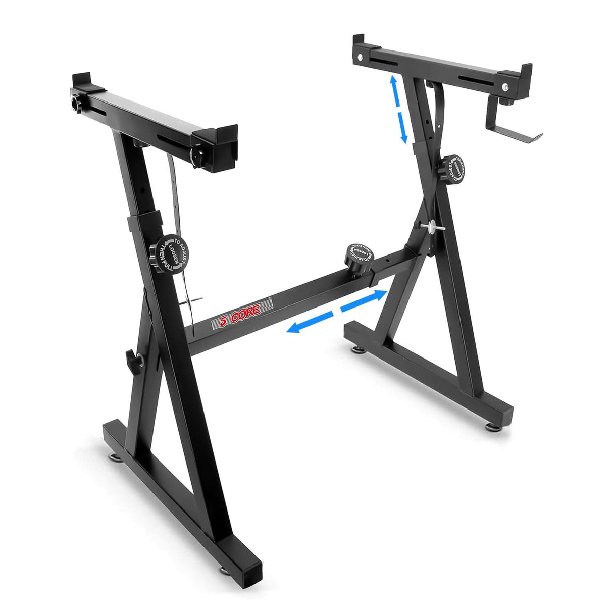 5Core keyboard stand Z style, heavy duty sturdy piano riser height adjustable holder black