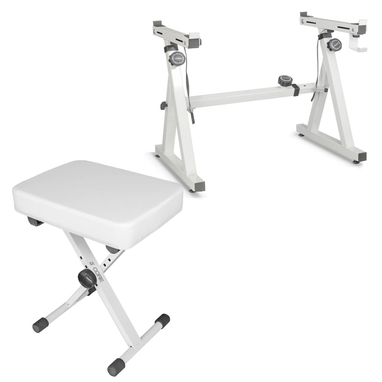 5 Core Keyboard Stand Piano Bench Combo Adjustable Key Board Stands 3" Padded Musician Chair Set