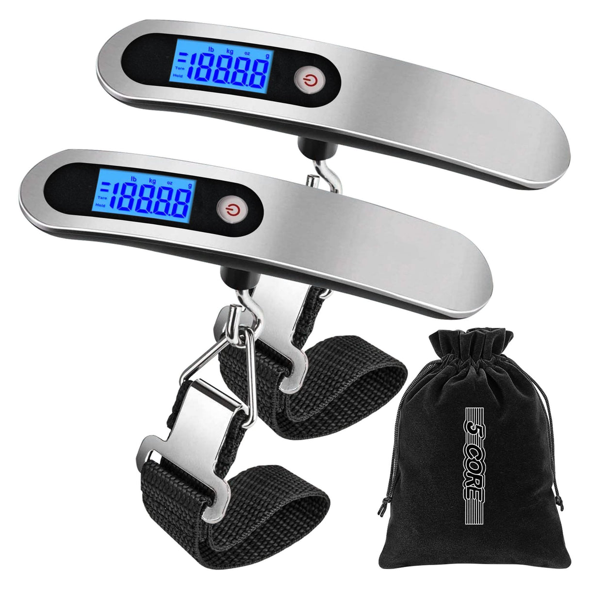 5 Core Lugage Scale Pair Portable Digital Handheld Hanging Baggage Scales 110lbs w Bright Backlit