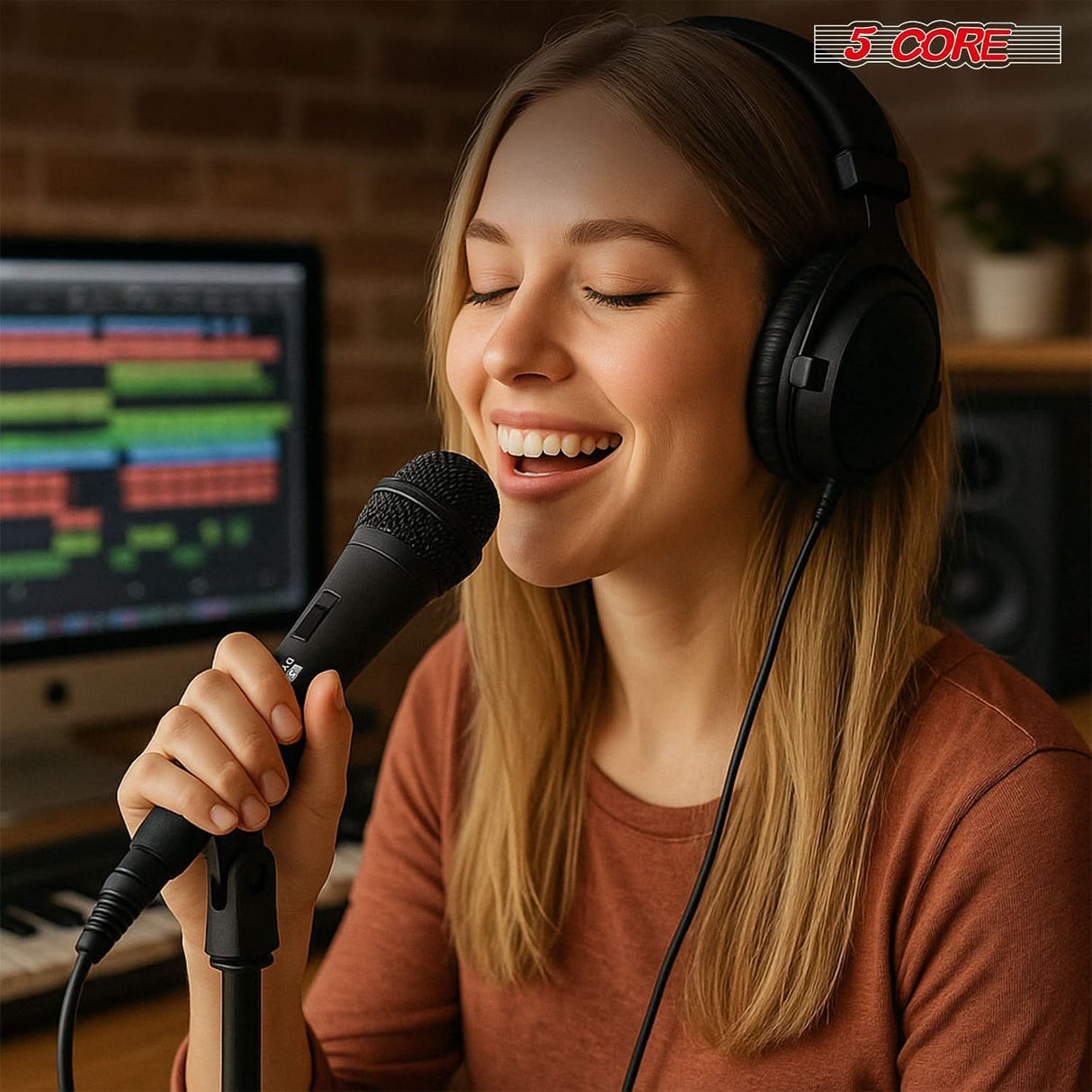 5Core XLR microphone dynamic mic for clear karaoke vocals and studio sound