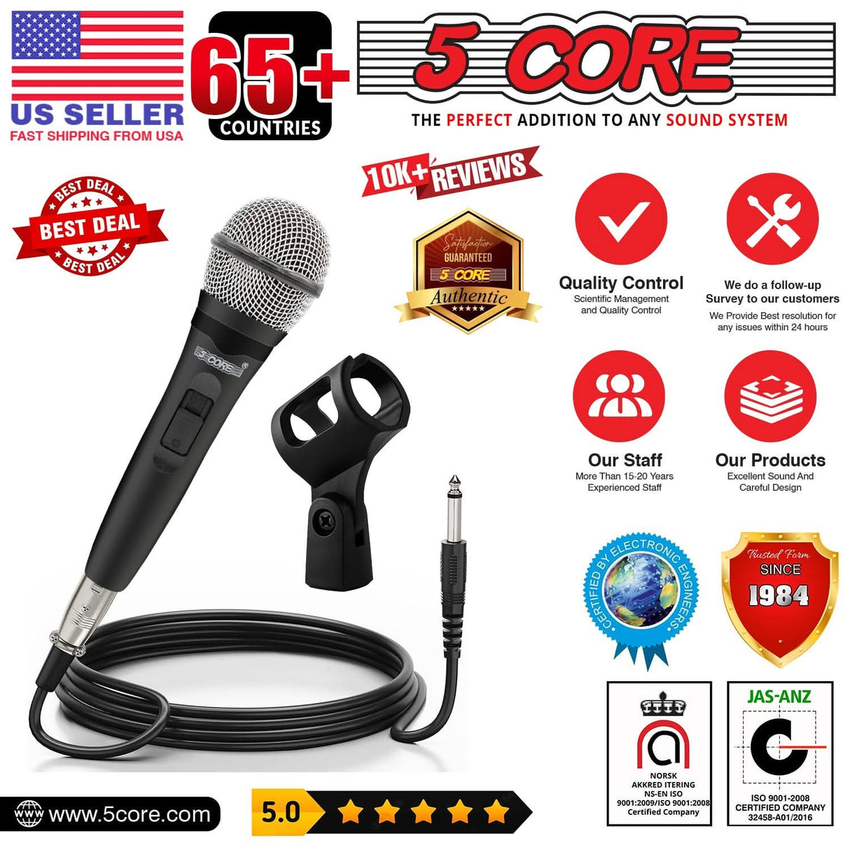 5Core singing mic handheld dynamic XLR microphone for home or stage
