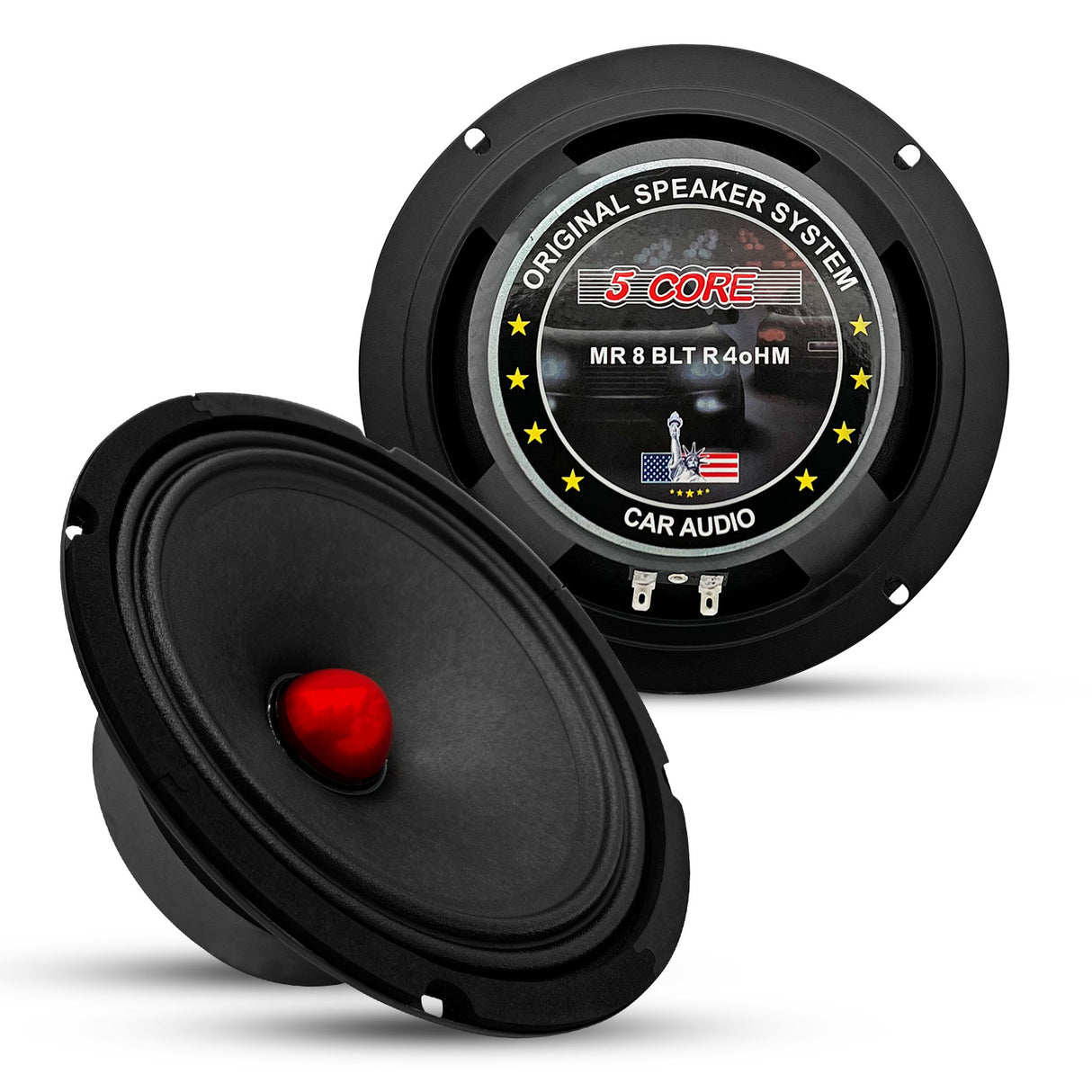 5 Core 8 Inch Midrange Speaker 500W Aluminum Bullet 4 Ohm Pro Audio Slim Car Door Loudspeaker