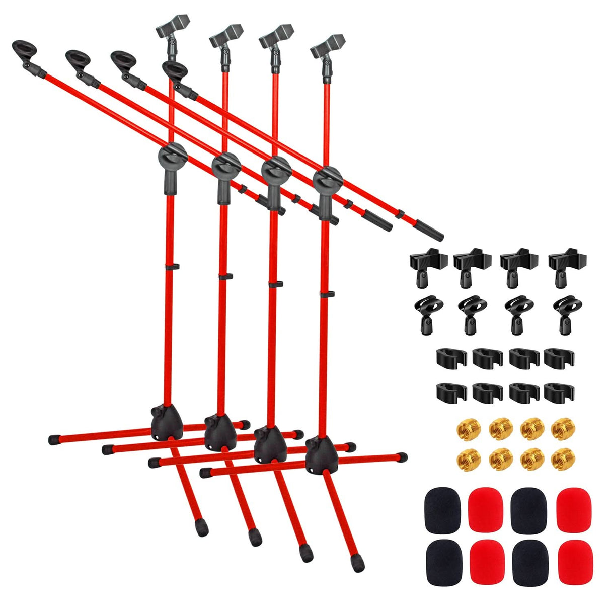 5 Core Microphone Stand Floor Pair Universal Adjustable 63" Tripod Mic Stands w Boom Arm