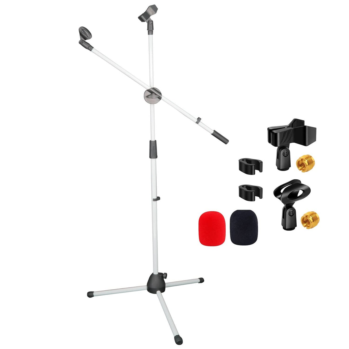 5 Core Mic Stand Floor Height Adjustable Tripod Microphone Stands w Extending Telescoping Boom Arm