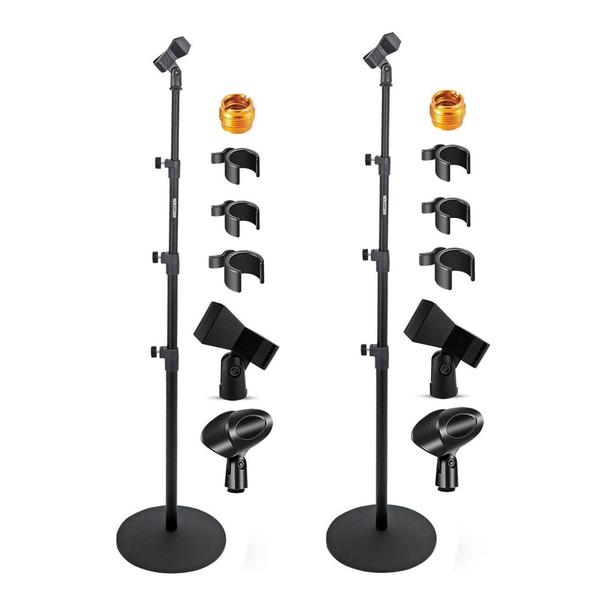 5Core Mic Stand Pair Floor Adjustable Universal Heavy Duty Microphone Stands Round Base Soporte De micrófono