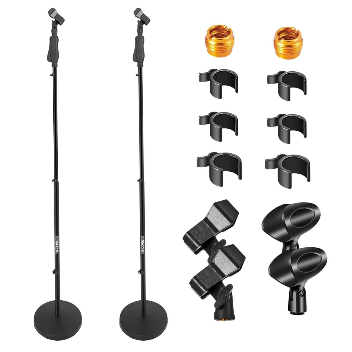 5Core Universal Microphone Stand 2Pcs Height Adjustable 35 to 57" Round Base Floor Mic Holder Metal Build