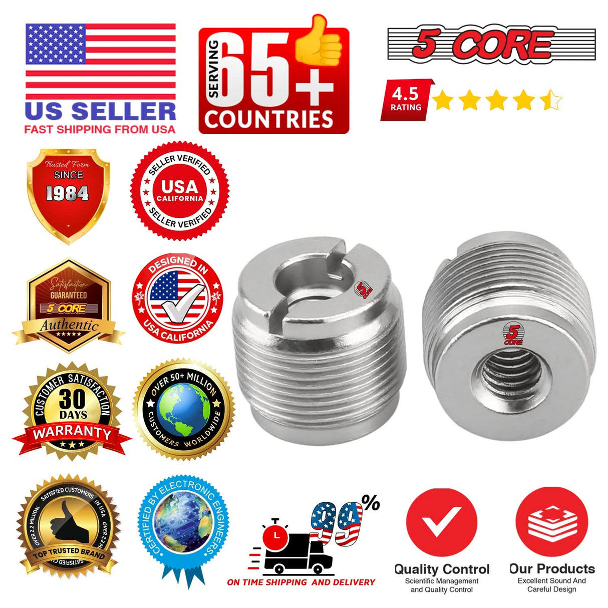 5 Core Mic Stand Adapter 12 Pieces 3/8 Female to 5/8 Male Screw Thread Conversion Connector