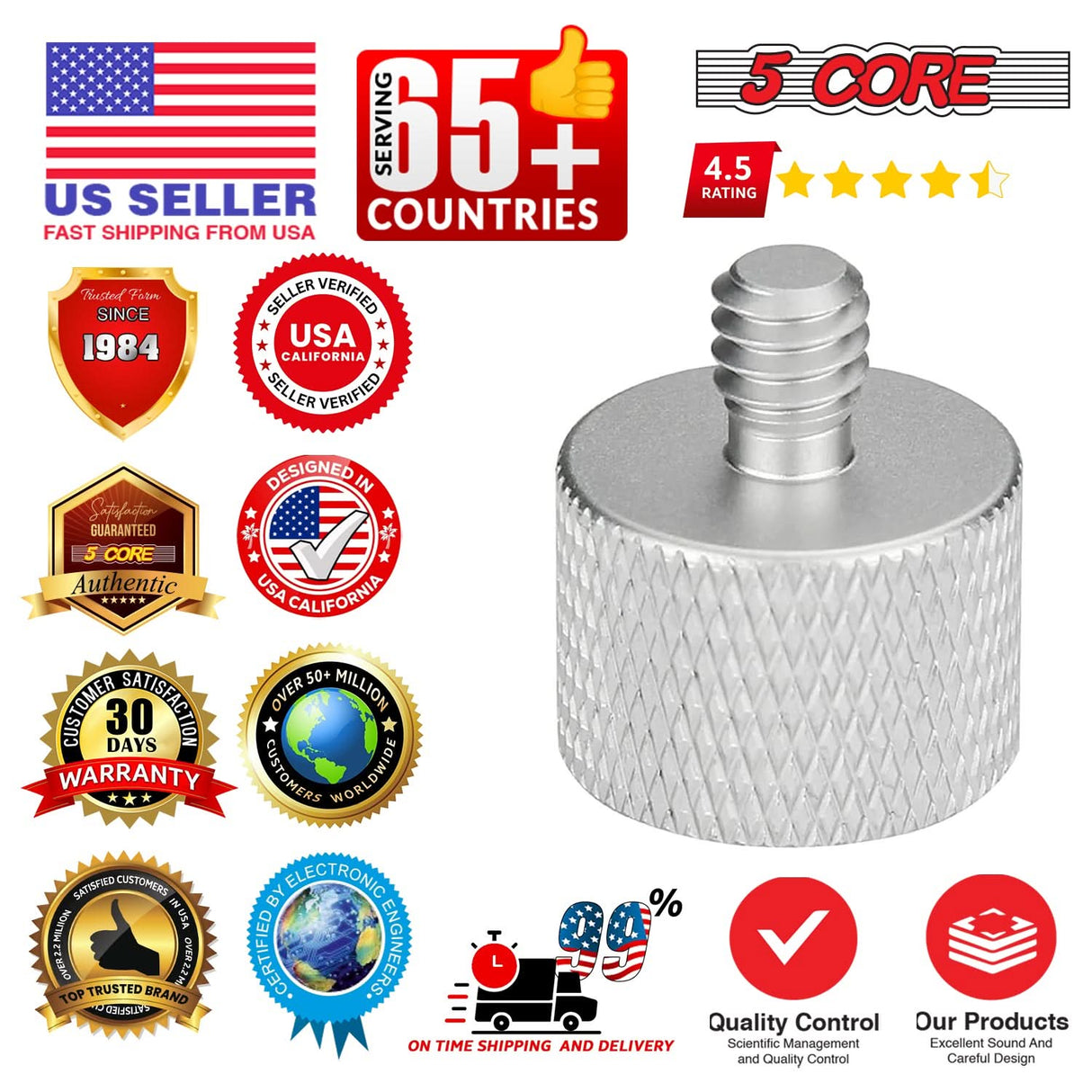 5 Core Mic Stand Adapter 12 Pieces 3/8 Male to 5/8 Female Screw Thread Conversion Connector