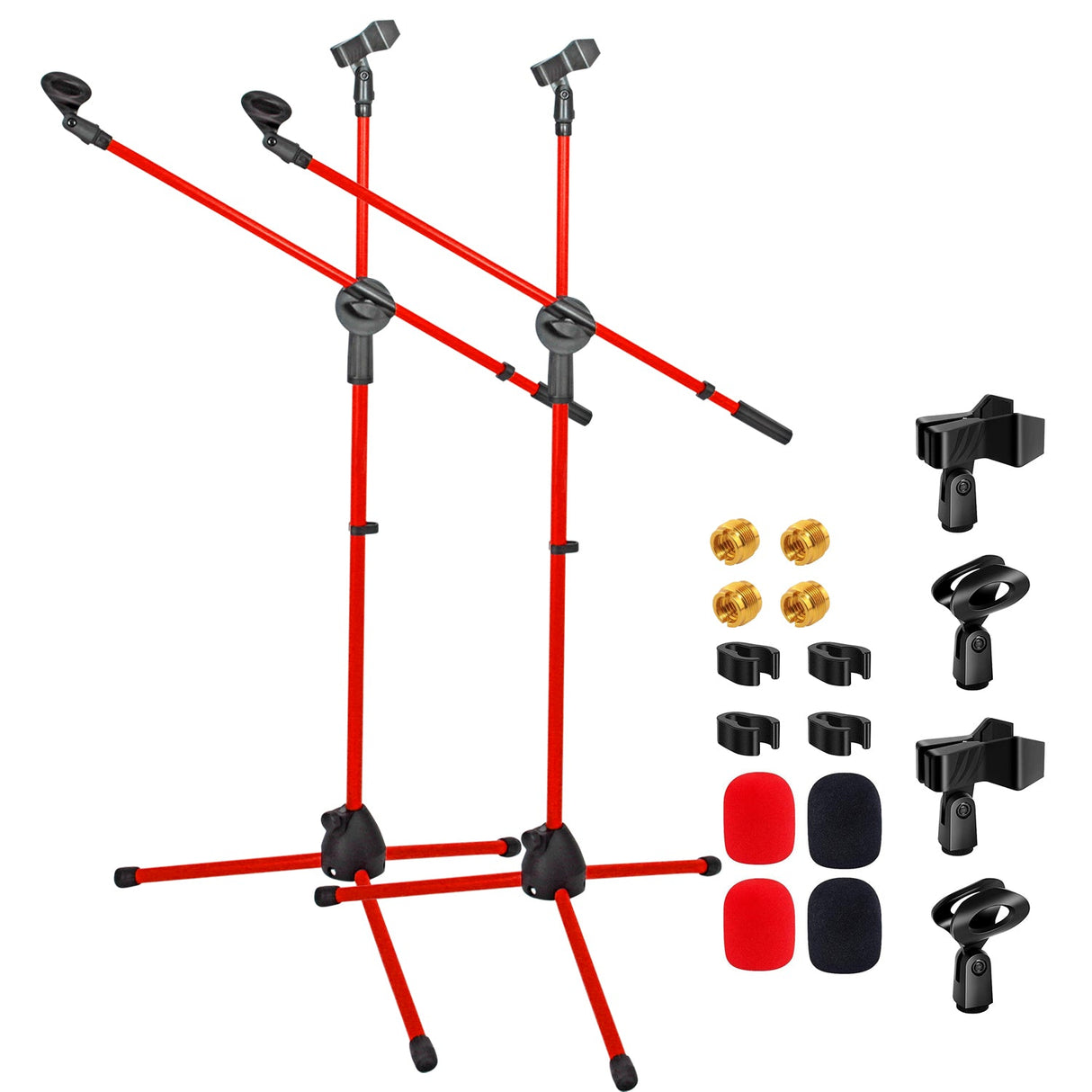 5 Core Mic Stand 2Pcs Floor Height Adjustable Tripod Microphone Stands w Telescoping Boom Arm
