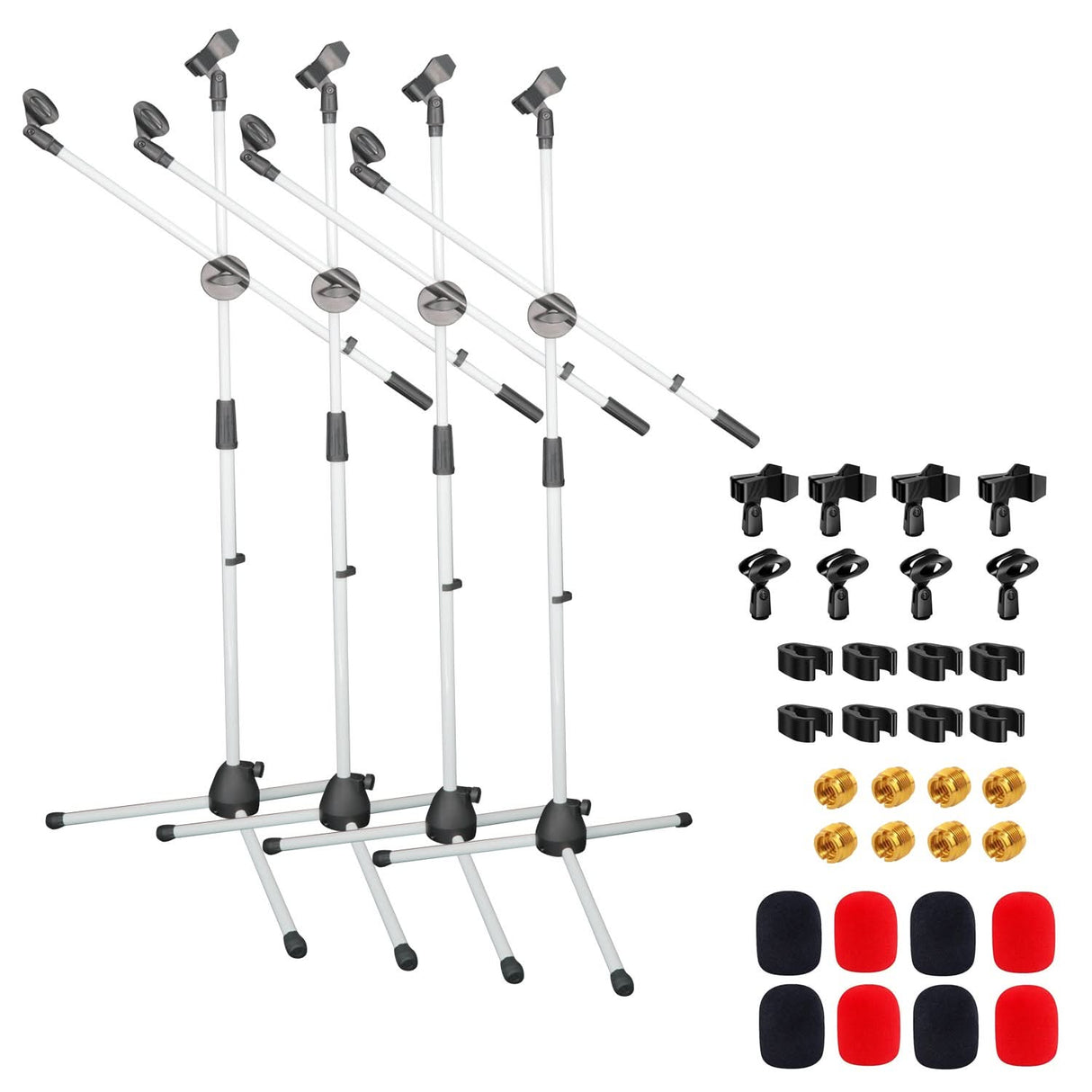 5 Core Mic Stand Floor Height 4Pcs Adjustable Tripod Microphone Stands w Extending Telescoping Boom Arm